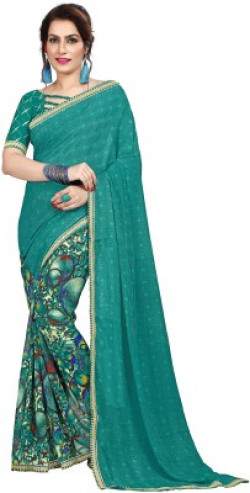 Nivah Fashion Printed Bollywood Georgette Saree(Light Green)