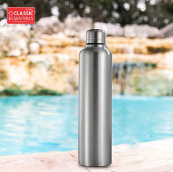Classic Essentials Aqua Stainless Steel Single Walled Fridge Water Bottle (1000ml,Silver)