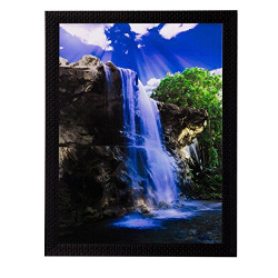 eCraftIndia 'Waterfall View Matt Textured' UV Art Painting (Synthetic Wood, 28 cm x 2 cm x 36 cm)