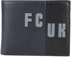 French Connection Men Black, Blue Genuine Leather Wallet(8 Card Slots)