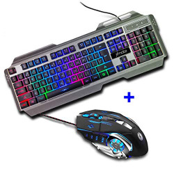 Xmate Zorro Gaming Mouse & Gaming Keyboard Combo, 3200 DPI Wired Mouse, 6 Buttons, Multi-Color Backlit Keyboard for Computer and Laptop (Black)