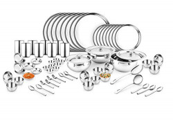 Classic Essentials Stainless Steel Dinner Set (Pack of 101, Silver)