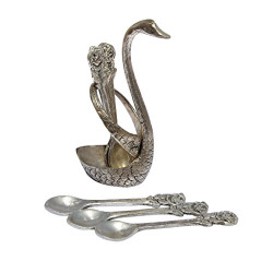 Handicrafts Paradise Swan Shaped Spoon Holder Set of 6 Pieces in Metal