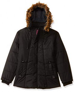 Qube By Fort Collins Girl's Quilted Regular fit Jacket (17204AZ_Black_32)