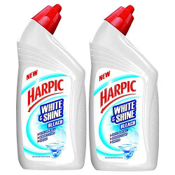 Harpic 'White & Shine Bleach' Disinfectant Toilet Cleaner, Regular - 500 ml (Pack of 2)
