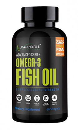 JAKANDPILL LIFE SCIENCES Omega 3 Fish Oil Advanced Series 1000mg Double Strength - 60 Softgels (Pack of 5)