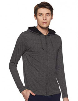 Accelrun Men's Solid Regular fit T-Shirt (ARFSHD1289AMELBLK_Dark Grey/Black S)
