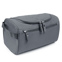 House of Quirk Fabric Travel Toiletry Bag Organizer and Dopp Kit (16 x 10.01 x 3 cm)(Grey)