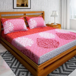 Bombay Linen 104 TC Cotton Double Printed Bedsheet(Pack of 1, Multicolor)
