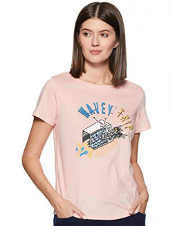 People Women's Regular fit T-Shirt (P2C110319104107_Pink S)