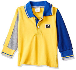 Little Kangaroos Baby Boy's Plain Regular fit T-Shirt (PL16437-C_Gold 6M)