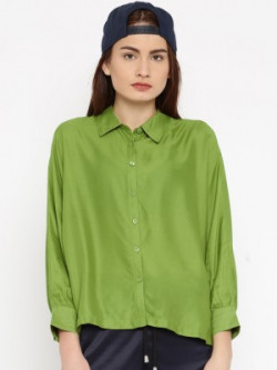 Vero Moda Women Solid Casual Green Shirt