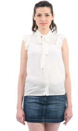 Pepe Jeans Casual Sleeveless Solid Women White Top