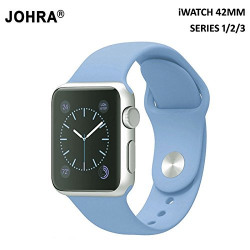 Johra Soft Silicone Watch Strap for Apple iWatch 42mm Series 1/ Series 2 / Series 3 [Watch Not Included] - Sky Blue