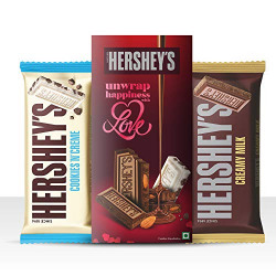 Hershey's Hersheys Bar Valentine Greeting Pack Milk & Cookies N Crème Chocolate Pouch 100gm (Pack of 2) Pouch, 2 x 100 g