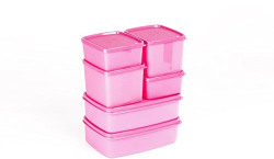 Signoraware Smart Plastic Fridge Container Set, 6-Pieces, Pink
