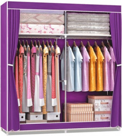 FurnCentral PP (Polypropylene) Collapsible Wardrobe(Finish Color - Purple)
