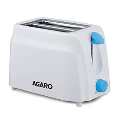 AGARO 750-Watt, 2-Slice Pop-Up Toaster with 6 Toasting Settings & Removable Crumb Tray (White)