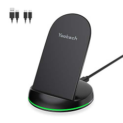 Yootech X1-Max 10W Fast Wireless Charging Stand | Qi-Certified 10W Compatible with Galaxy Series, 7.5W Compatible with iPhone 11/11 Pro/XS/XR/X/8,5W All Qi-Enabled Phones and AirPods Pro (No Adapter)