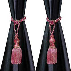 Kuber Industries Polyester 2 Pieces Curtain Tie Back Tassel Set (Pink) -CTKTC012839