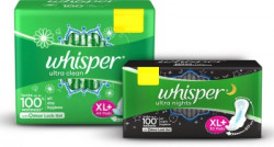 Whisper Ultra Clean XL+ 44 Pieces With Ultra nights XL+ 30 Pieces Sanitary Pad(Pack of 74)