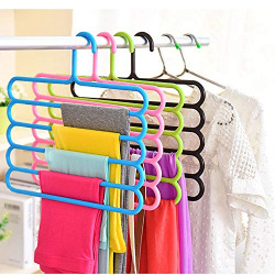 Floraware Plastic 5 Layer Colorful Pants Scarf Trousers Clothes Towels Hanger/Holder, Multicolour (Set of 3)