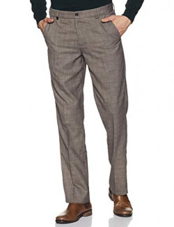 John Players Men's Straight Fit Formal Trousers (JFMWTRS190054002_Tobacco Brown_30)