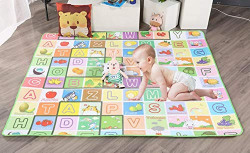 TIB® Waterproof Double Side Baby Play Crawl Floor Mat for Kids Picnic School Home (Large Size - 6 X 4 ft, Multicolour) with Zip Bag to Carry