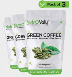 NutroVally Organic green coffee beans for weight loss 200g+25g Free Instant Coffee(3 x 225 g, Green Coffee Flavoured)