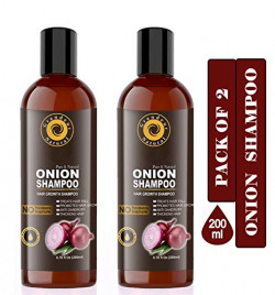 Grandeur(PACK OF 2) Onion Shampoo For Hair Growth With Aloevera, Alkanet Root And Curry Leaf - SLS and Paraben Free - For All Hair Types - 200+200 mL