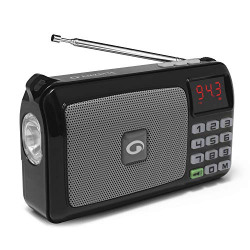 Amkette Pocket FM Portable Multimedia Speaker with USB, SD Card, Clock, and Powerful Torch - 1 Year Warranty