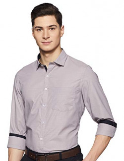EX Men's Solid Regular Fit Formal Shirt (276345608_Maroon_40)