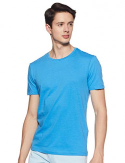 Celio Men's Solid Slim fit T-Shirt (3596655027815_Bleu Azur 02 M)