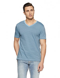 GAP Men's Striped Regular Fit T-Shirt (22391703200_151061700023_Blue Stone_M)