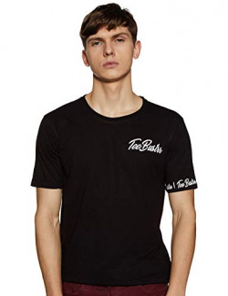 TeeBustrr Men's Cotton HD Printed Regular Fit T-Shirt (Brand Sleeves Series, Black, 42)