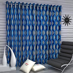 Home Sizzler 4 Piece Eyelet Polyester Window Curtain Set - 5ft, Blue