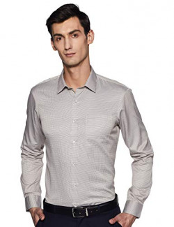 Bradstreet by Arrow Men's Plain Slim Fit Formal Shirt (BFXSH033_Grey 44)