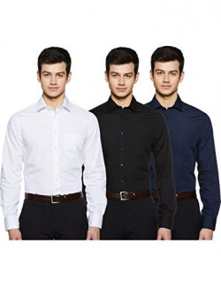 Marks & Spencer Men's Solid Regular Fit Formal Shirt (Pack of 3) (2324S_Multi_16)