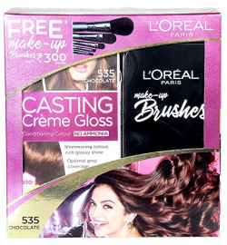 L'Oreal Paris Casting Creme Gloss Hair Color, 535 Chocolate, 87.5g+72ml With Free Makeup Brushes