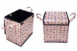 REFRESH HOME Laundry Square Shape Basket Bag/Foldable/Multipurpose/Carry Handles/, Cloth Storage (Colour and Print Might)