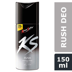 57% Off : KamaSutra Rush Deodorant for Men | Long Lasting Woody and Masculine Fragrance | Suitable for Sensitive Skin | Deodorant for Gym and Party Enthusiasts | Energetic and Refreshing Body Spray | Aerosol Series, 150 ml at Rs.90