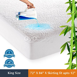 OYO BABY Cotton Terry Waterproof Mattress Protector-White (72 x84 x fit: 4 -12 )