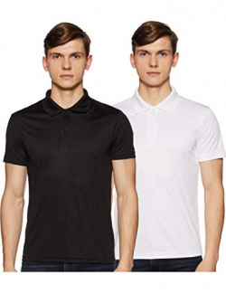 Qube By Fort Collins Men's Solid Regular Fit T-Shirt (Pack of 2) (1535FC_Black/White XL)
