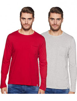 Amazon Brand - Symbol Men's Solid Regular Fit Full Sleeve Cotton T-Shirt (Combo Pack of 2) (SS19MNTEE04-4_Multicolor_X-Large)
