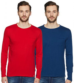 Symbol Men's Solid Regular Fit Full Sleeve Cotton T-Shirt (Combo Pack of 2) at Rs.239
