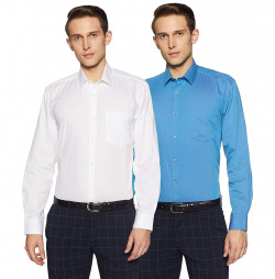 Amazon Brand - Symbol Men's Solid Regular Fit Full Sleeve Formal Shirt (Combo Pack of 2)