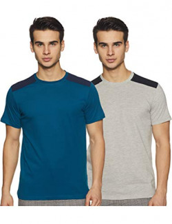 Amazon Brand - Symbol Men's Solid Regular Fit Half Sleeve Cotton T-Shirt (Combo Pack of 2) (SS19MNTEE11-2_Multicolor_Large)
