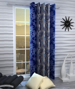 Guruh Homes 152.4 cm (5 ft) Polyester Window Curtain Single Curtain(Floral, Blue)