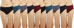Nestos Women Collection Cotton Plain Panties Pack of 10 Multi-Color Medium