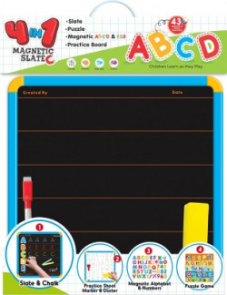 Itoys 4-in-1 magnetic slate with alphabets and numbers(Multicolor)